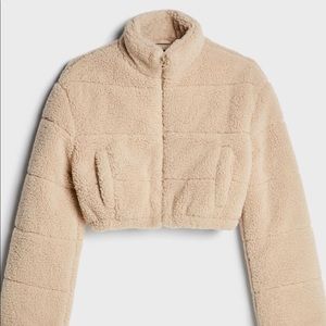 Cropped puffer sherpa teddy coat